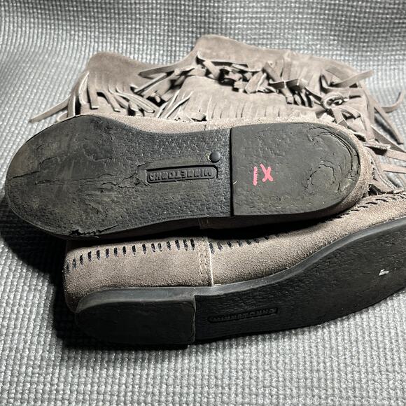 Minnetonka 3 Layer Fringe Calf High Boots Womens Size 6 Gray Suede Leather 1631T - Picture 8 of 10